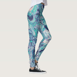Türkis, Blau u. erblassen - rosa abstrakte Leggings