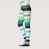Türkis, blau und grau Abstrakte Streifen Leggings (Links)