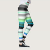 Türkis, blau und grau Abstrakte Streifen Leggings (Rechts)