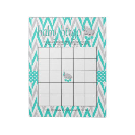 Türkis Blau und Grau Elephant Baby Duwer Game Notizblock