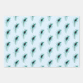 Türkis, Blau und Lila Pfauenfedern Geschenkpapier Set (Vorderseite 3)