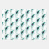 Türkis, Blau und Lila Pfauenfedern Geschenkpapier Set (Vorderseite)