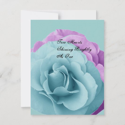 Türkis-Blau und lila Rosen-Hochzeits-Schablone 2 Einladung (Rückseite)