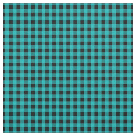 Türkis-Blau-und Schwarz-Gingham-Karo-Muster Stoff (Muster)