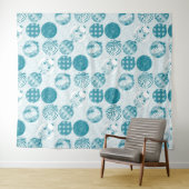 Türkis , Blau , Weihnachtsmuster Wandteppich (Beispiel (Horizontal))