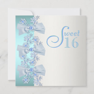 Türkis Blau Weiß Schneeflocke Sweet Sixteen Geburt Einladung