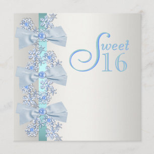 Türkis Blau Weiß Schneeflocke Sweet Sixteen Geburt Einladung