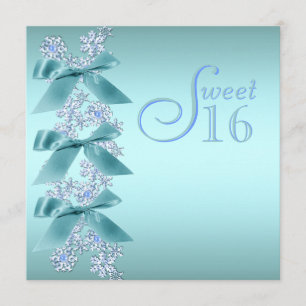 Türkis Blau Weiß Schneeflocke Sweet Sixteen Geburt Einladung