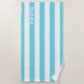 Türkis blau Weiße Cabana Streifen Badetuch (Vorderseite)