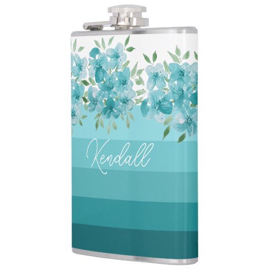 Türkis Blau Wildblumen Flachmann (Links)