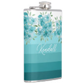 Türkis Blau Wildblumen Flachmann (Rechts)