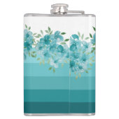 Türkis Blau Wildblumen Flachmann (Rückseite)