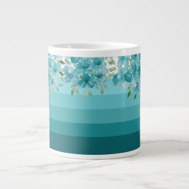 Türkis Blau Wildblumen Jumbo-Tasse