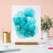 Türkis Blaue Abstrakte Fluid Art Acrylschild (Hochzeit)