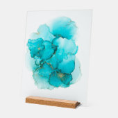Türkis Blaue Abstrakte Fluid Art Acrylschild (Winkel)