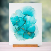 Türkis Blaue Abstrakte Fluid Art Acrylschild (Neutral)