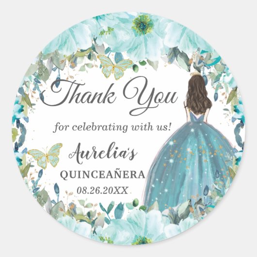 Türkis Blauer Blumenstrauß Runder Aufkleber (Vorderseite)