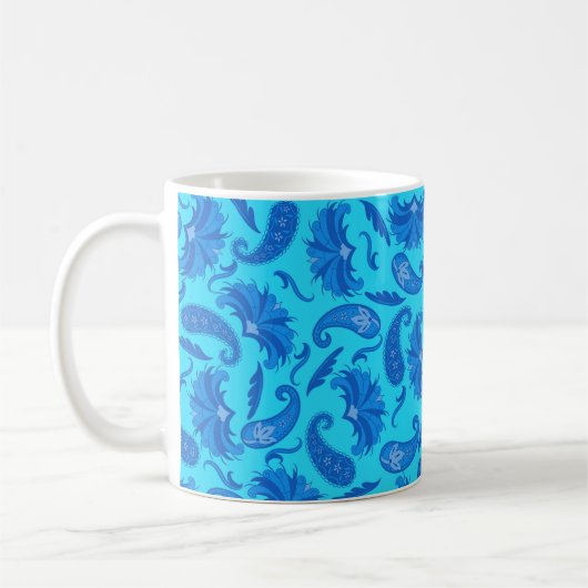 Türkis Blauer Name Personalisiert Paisley Kaffee Kaffeetasse (Links)