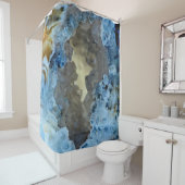 Türkis-blaues Grau-Creme Geode Kristall-Bild Duschvorhang (Beispiel)