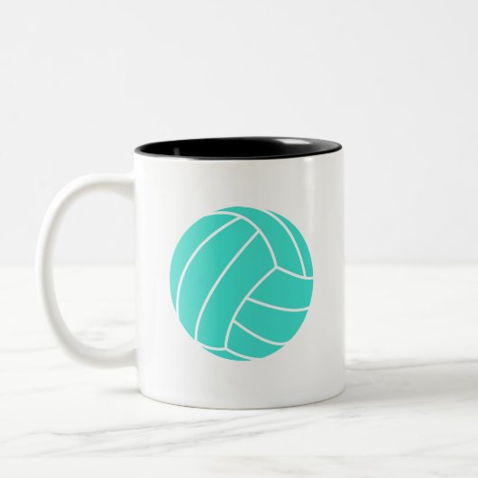 Türkis; Blaues Grün-Volleyball Zweifarbige Tasse (Links)