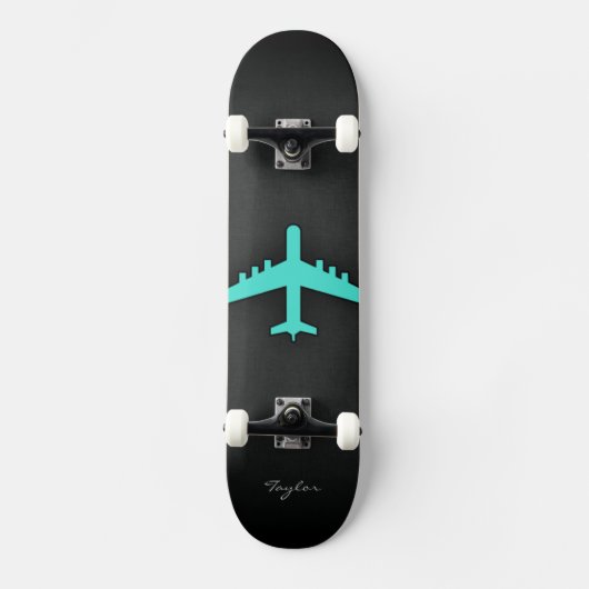Türkis; blaues grünes Flugzeug Skateboard (Vorderseite)