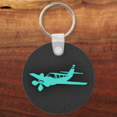 Türkis: Blaues grünes Kleinflugzeug Schlüsselanhänger (Vorderseite)