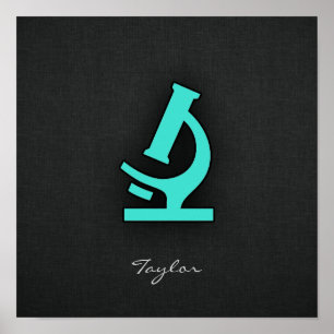 Türkis; Blaues grünes Mikroskop Poster