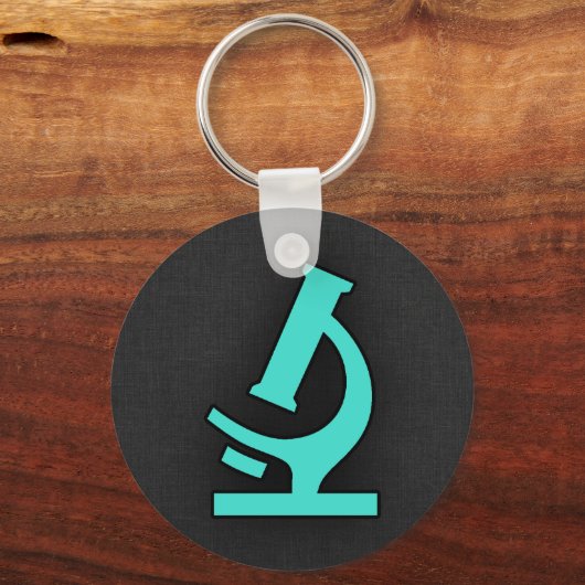 Türkis; Blaues grünes Mikroskop Schlüsselanhänger (Vorderseite)