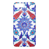 Türkis-blaues Rot-alte türkische Blumenfliese Case-Mate iPhone Hülle (Rückseite)