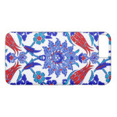 Türkis-blaues Rot-alte türkische Blumenfliese Case-Mate iPhone Hülle (Rückseite (Horizontal))