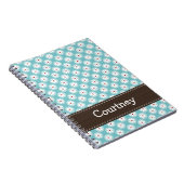 Türkis-blaues Rot-Gänseblümchen-gewundenes Notizblock (Rechte Seite)