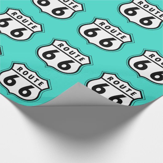 Türkis, blaugrüne Straße 66 Straßenschild Geschenkpapier (Ecke)