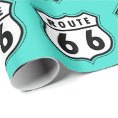 Türkis, blaugrüne Straße 66 Straßenschild Geschenkpapier (Rolleneckpunkt)