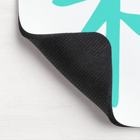 Türkis, blaugrünes chinesisches Friedenszeichen Mousepad (Ecke)