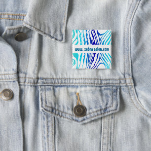 Türkis-Blaunobles Zebra-Muster beruflich Button