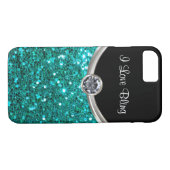 Türkis Bling Art Case-Mate iPhone Hülle (Rückseite (Horizontal))