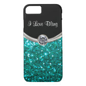 Türkis Bling Art Case-Mate iPhone Hülle (Rückseite)