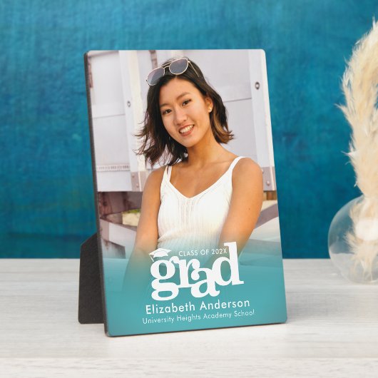 Türkis Blue Abschluss Foto Fett Typografie Fotoplatte