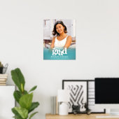 Türkis Blue Abschluss Foto Fett Typografie Poster (Heimbüro)