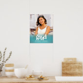 Türkis Blue Abschluss Foto Fett Typografie Poster (Küche)