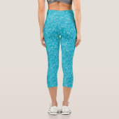 Türkis Blue Abstrakt Capri Leggings (Rückseite)