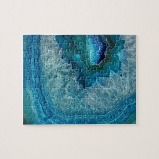 Türkis Blue Agate Geode Gemstone Puzzle (Horizontal)