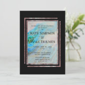 Türkis Blue Agate Rose Gold Wedding & Party Einladung (Stehend Vorderseite)