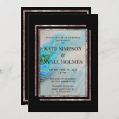 Türkis Blue Agate Rose Gold Wedding & Party Einladung (Vorne/Hinten)