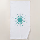 Türkis Blue Atomage Star Mitte Jahrhundert Moderne Strandtuch (Vorderseite)