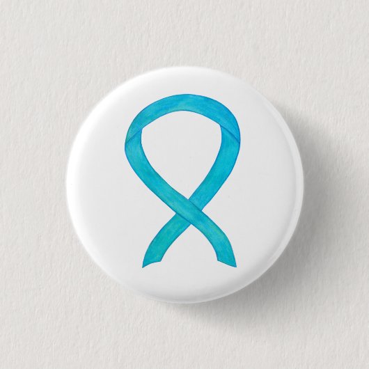 Türkis Blue Awareness Ribbon Custom Button (Vorderseite)