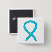 Türkis Blue Awareness Ribbon Custom Button (Vorne & Hinten)