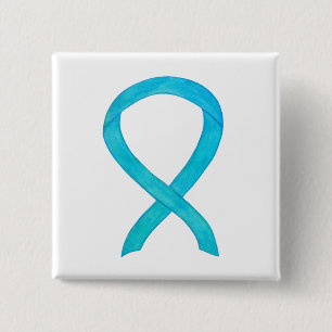 Türkis Blue Awareness Ribbon Custom Button