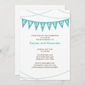 Türkis Blue Banner Verlobung Einladungen (Vorne/Hinten)