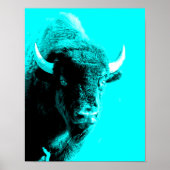 Türkis Blue Bison Buffalo Wildlife Portrait Poster (Vorne)